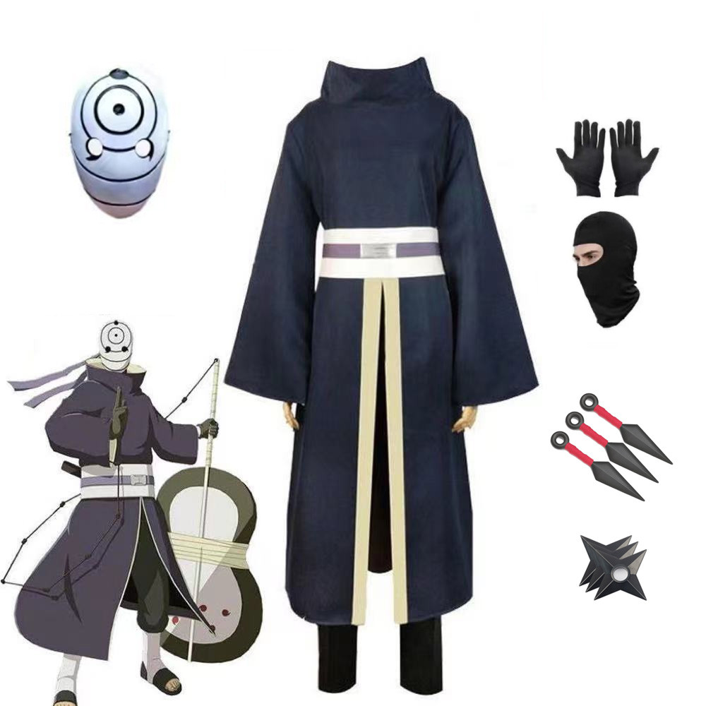 Obito Uchiha คอสเพลย์เครื่องแต่งกายจาก Naruto White Mask & Kunai อะนิเมะชุดสําหรับแฟนๆ เหมาะสําหรับค