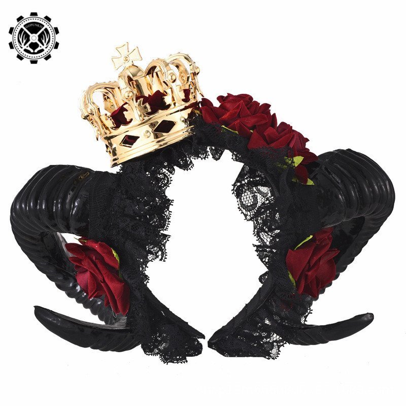 เครื่องประดับผม Rose Lolita กับ Claw สีดำ พร้อมVeilและCrown สำหรับLook Gothic