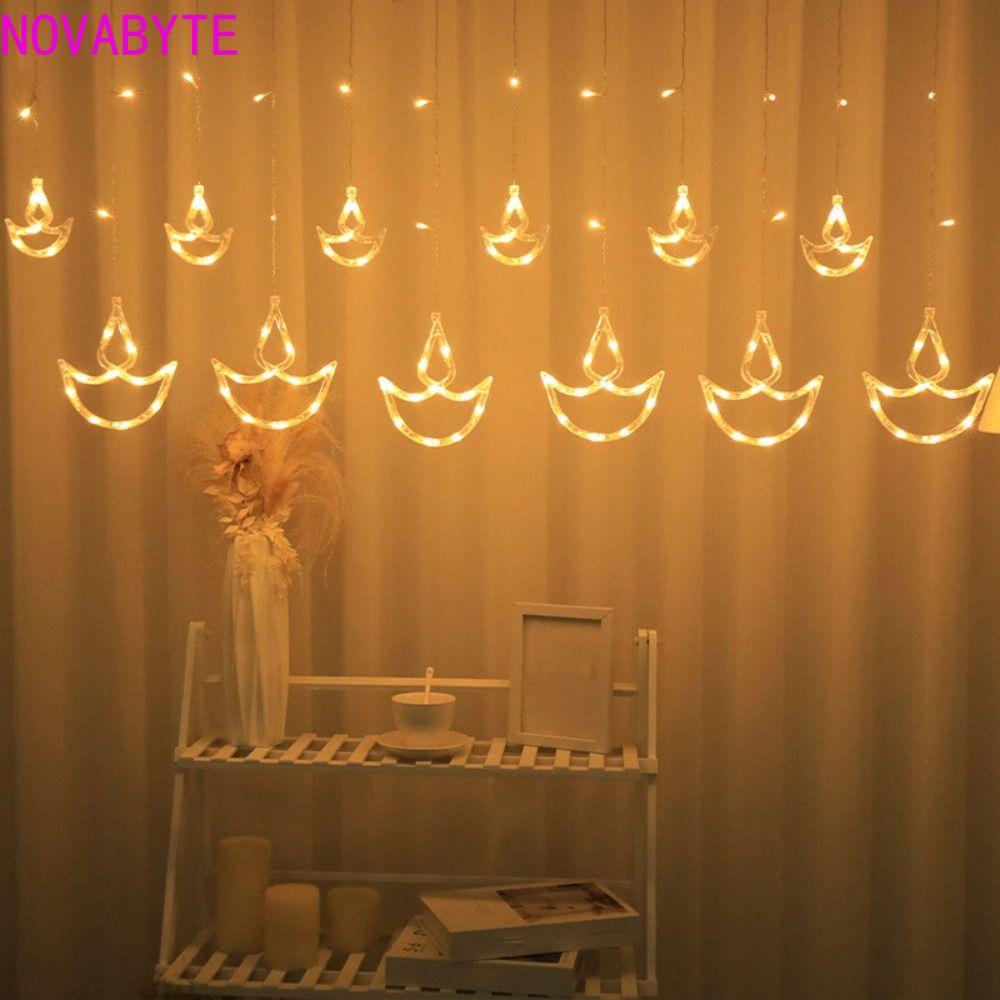 NOVABYTE ผ้าม่าน, ปลั๊ก USB Happy Diwali Diwali Light, ห้องสาวหัวใจ Brilliant Night String ไฟ Wall W
