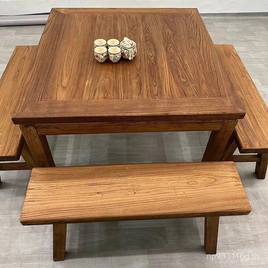 Retro Square Square Square Square Square TableสตูลBaxian Table Tea Roomโต๊ะรับประทานอาหารโต๊ะน้ําชาใ