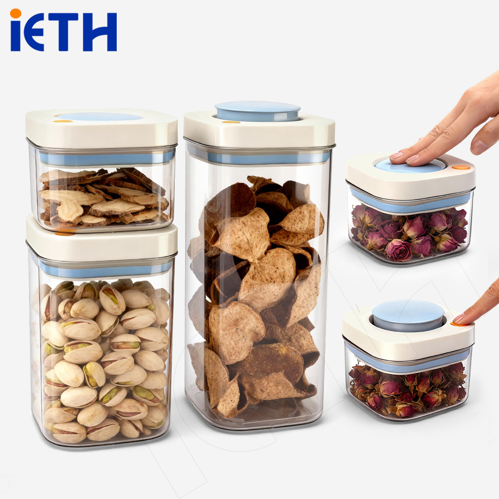 iETH กล่องเก็บอาหาร Ag+ Antibacterial ฆ่าเชื้อ 99.9% สแตนเลส 316 / PET เกรดอาหาร ระบบสุญญากาศแบบกด เปิดง่าย ถนอมอาหารได้นาน 5 เท่า