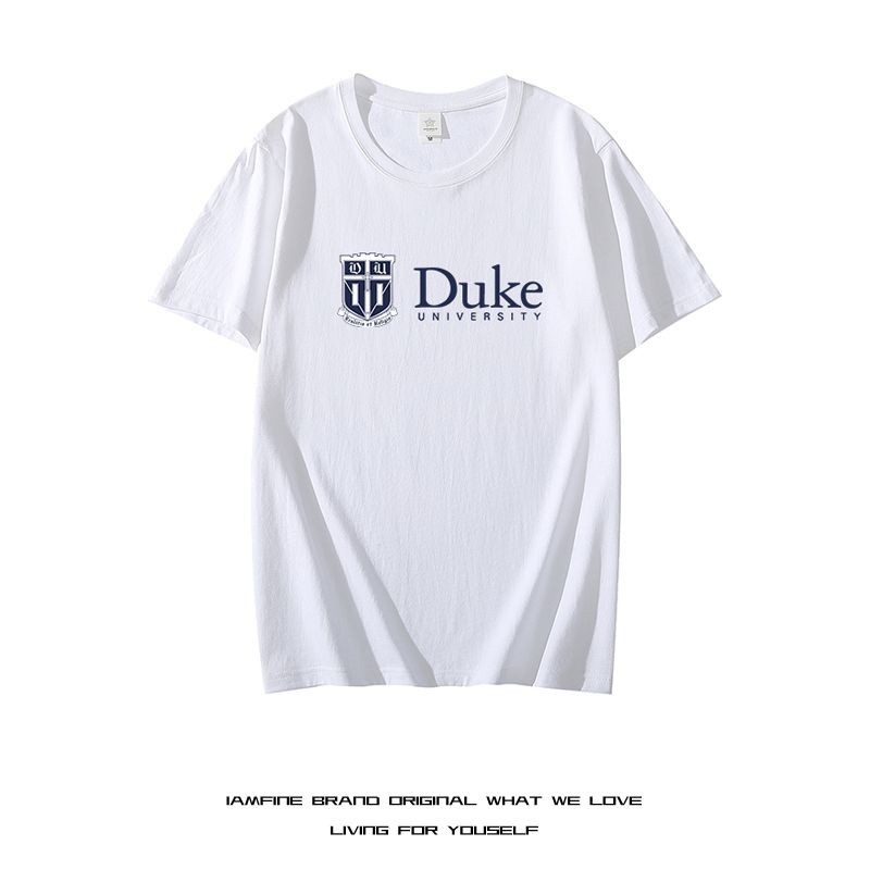 โรงเรียนที่มีชื่อเสียงของอเมริกา DUKE University DUKE ที่ระลึกแขนสั้นเสื้อยืดชายหญิงนักเรียน Schoolm