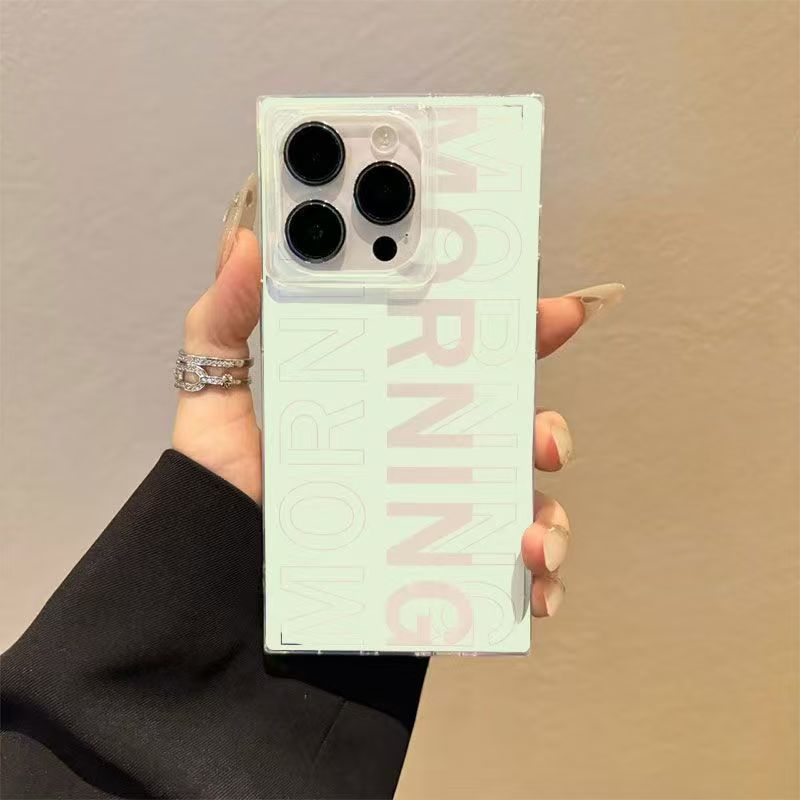 Ice Crystal Squareเคสโทรศัพท์TPU HollowภาษาอังกฤษSimple Shock-ResistantเหมาะสําหรับiPhone 11 12 13 14 15 16 17 por max 14 15 16plus 17air