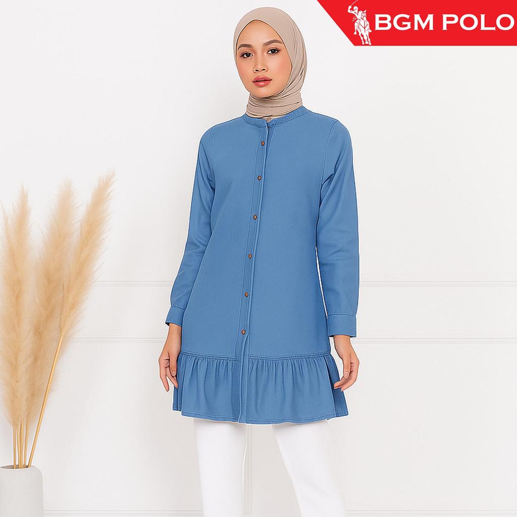 BGM POLO WOMEN DENIM BLOUSE MINI DRESS KEMBANG BAWAH แขนยาว SUFIE-BP-DMD130KB-SFE เสื้อผ้าเสื้อผู้หญ
