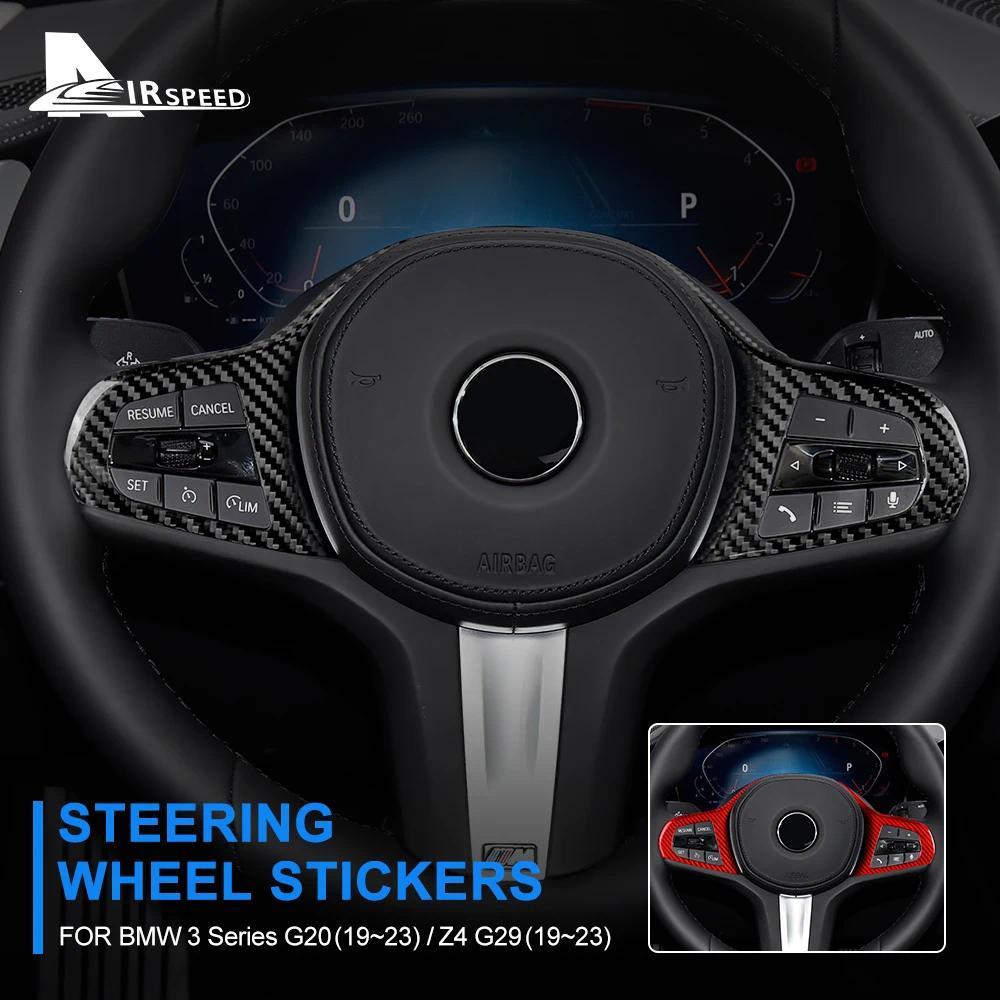 คาร์บอนไฟเบอร์พวงมาลัยรถกรอบสติกเกอร์สําหรับ BMW 3 Series G20 Z4 G29 2019-2023 ภายใน Trim อุปกรณ์เสร