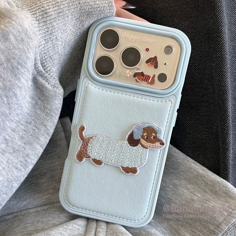 ใช้งานร่วมกับ iPhone 17 16 15 14 13 12 11 Pro Max X Xr Xs Max 7 8 Plus SE2020 เคสโทรศัพท์ 3D DIY สีฟ้าปักดัชชุนหนังนุ่มปกหลัง