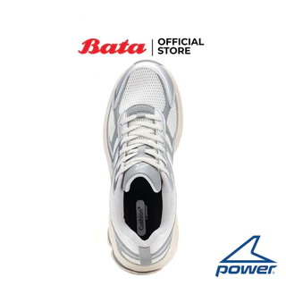 Bata บาจา Power รองเท้าผ้าใบสนีคเกอร์ แบบผูกเชือก สำหรับผู้ชาย รุ่น Viator สีเงิน 8282181