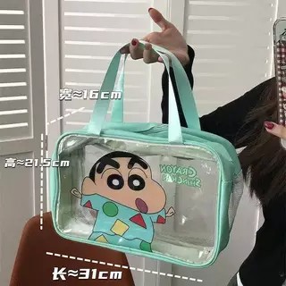 Crayon Xiaoxin Cosmetic Bag Cute Dry Wet Separation Transparent Large Capacity Female Portable Travel Wash Portable Pouch zKkC