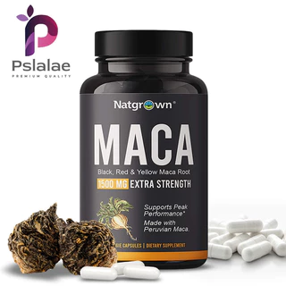 PSLALAE Maca Root Capsules บรรจุมาคราดํา มาคราแดง และสารสกัดจากรากมาคราเหลือง 1500 มก. - 30/60/120 แคปซูล ผลิตในอเมริกา