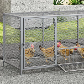 กรงไก่สําหรับงานหนักพร้อมฟักอาหาร – แบบพกพา & Spacious สําหรับไก่หลังบ้าน