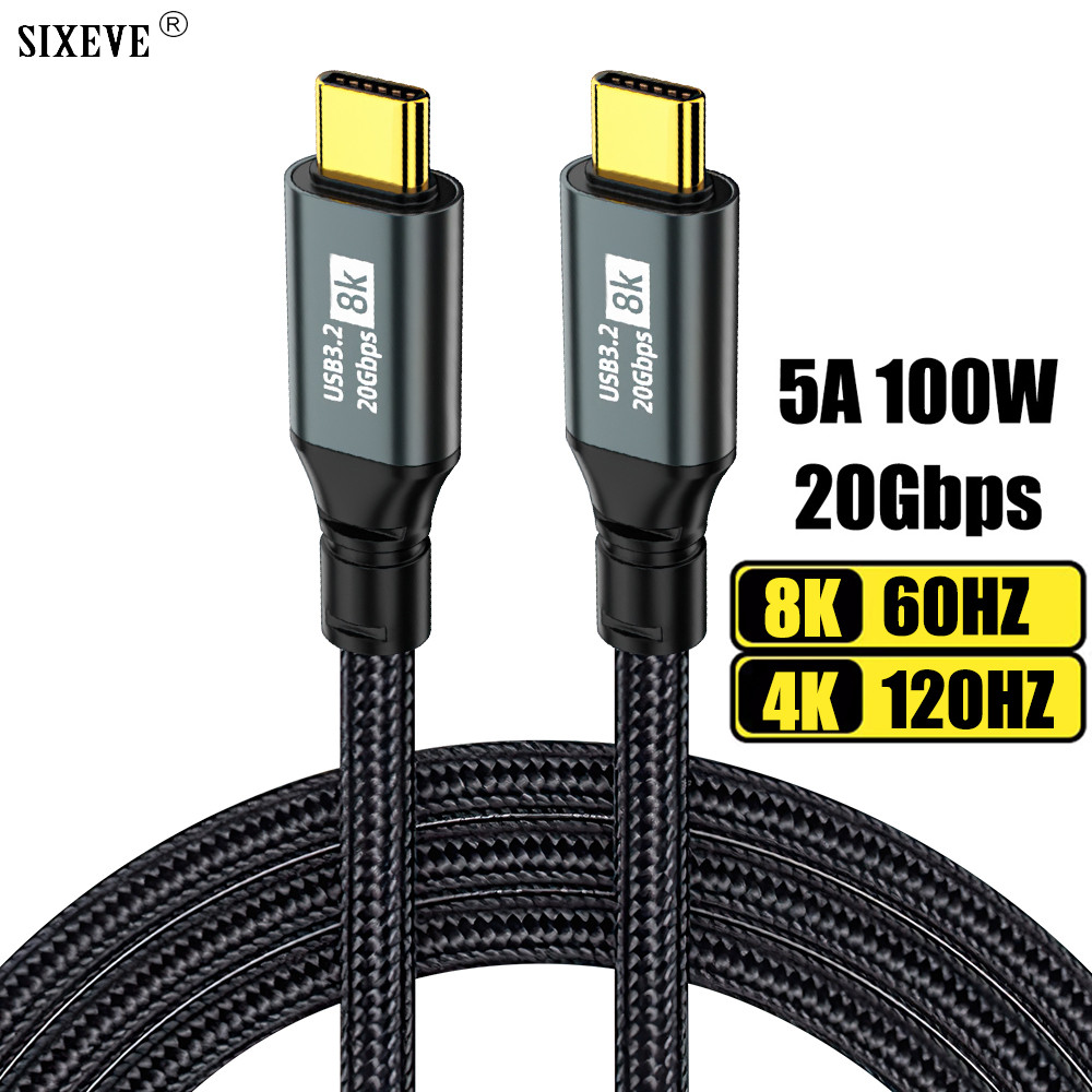 USB 3.2 Gen 2 Type C to C Cable For Phone 15 16 17 TV Hard drive ThunderBolt 3 Data Charger PD 5A Fast 8K 60HZ 1m 2m 3m