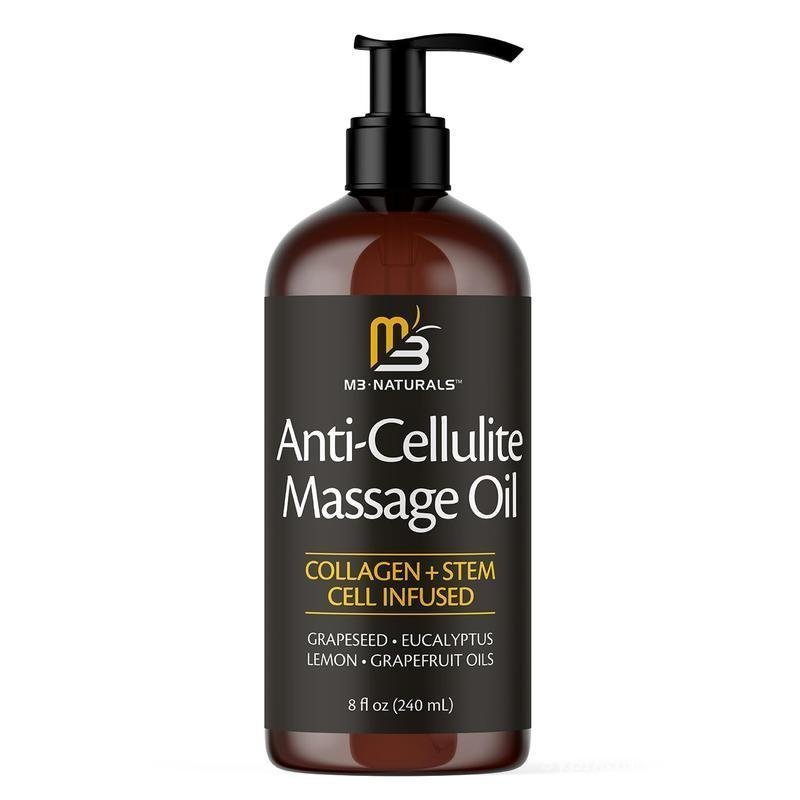 M3 Naturals Cellulite Massage Oil 8oz - Smooth the Appearance of Cellulite - Body Care & Skin Care M