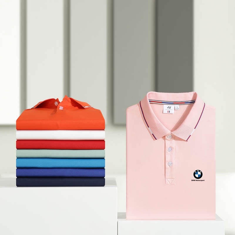 Summer BMW Business Mens Polo Shirt Lapel Short-Sleeved Man Clothes
