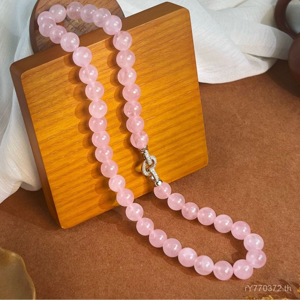 สร้อยคอคริสตัลสีชมพู สไตล์.Simple Fresh ขนาด 10 มม. เหมาะสำหรับวัยรุ่นในฤดูร้อน BDA7