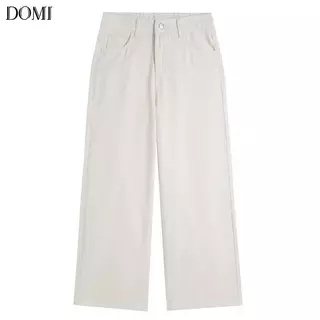 DOMI - (S-3XL) กางเกงยีนส์เอวสูง ทรงลิซ่า สไตล์เกาหลี แนววินเทจ กระบอกใหญ่ ทรงสวย ใส่สบาย แมทง่าย ใส่ได้ทุกลุค