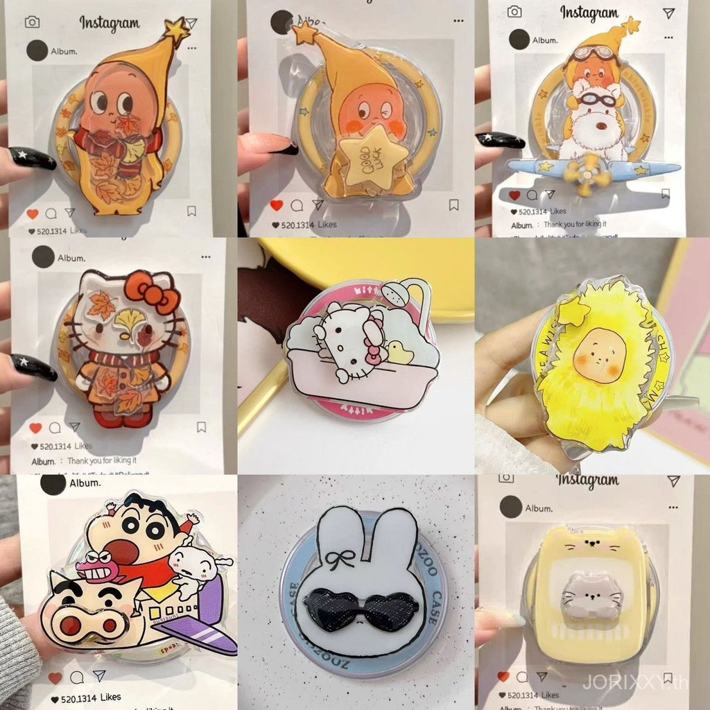 การ์ตูนการ์ตูน Star Villain kitty Cat เหมาะสําหรับ MagSafe วงเล็บแม่เหล็กการดูดซับที่แข็งแกร่งถุงลมนิรภัยเดสก์ท็อปแบบพับเก็บได้