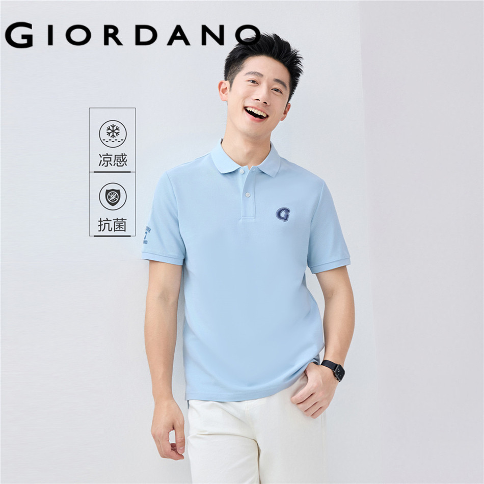 GIORDANO MEN Ice cooling embroidery short sleeve polo shirt 01015397