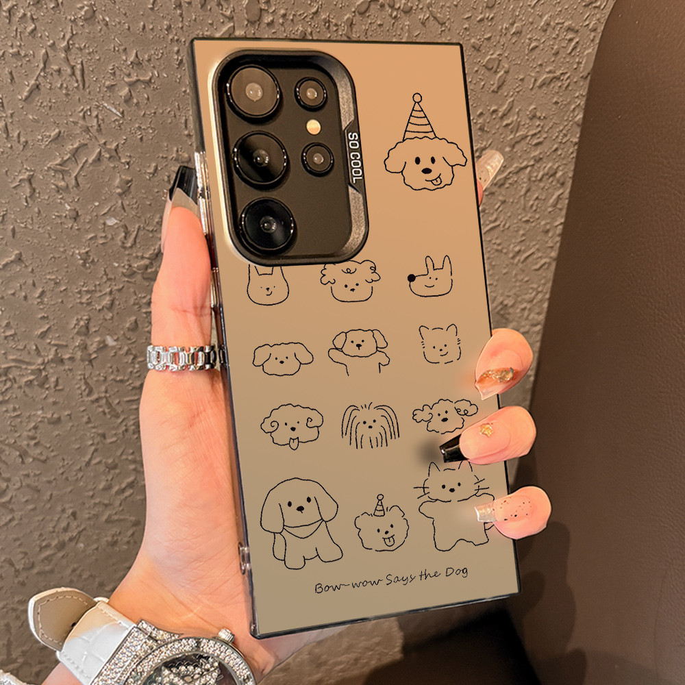 Minimalist Hand Drawn Puppy Design Mobile Cover สําหรับ Samsung Galaxy S25 Ultra S25 Plus S24 S23 S2