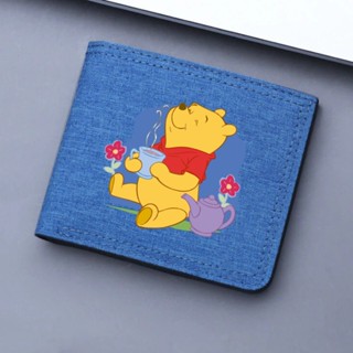 กระเป๋าสตางค์พับพกพา ลายหมีพูห์ พร้อมช่องเสียบการ์ดหลายช่อง