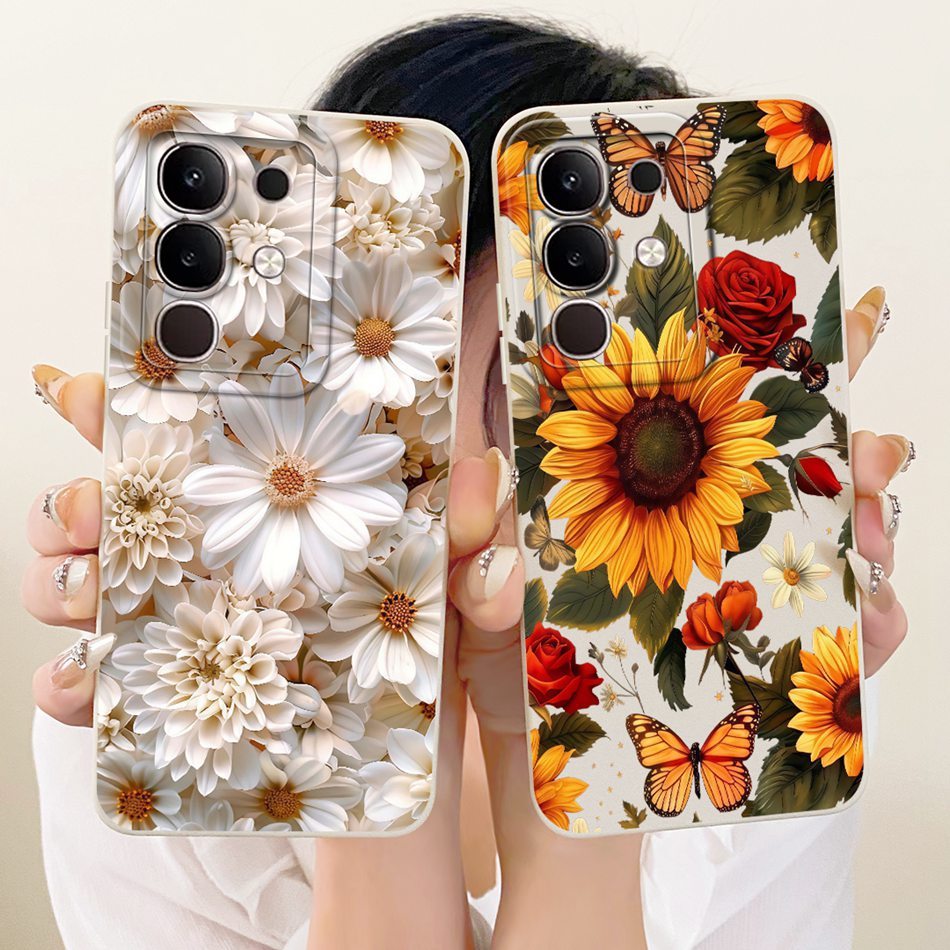 สําหรับ Vivo Y29 4G Y29S Y29T 5G เลนส์ป้องกันกรณี Vivo Y29s Y29t Y29 4G สวย Daisy Sunflower ซิลิโคนน