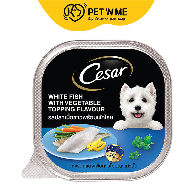 [จัดส่งจากคลัง] CESAR ซีซาร์ อาหารเปียก สำหรับสุนัข รสปลาเนื้อขาวพร้อมผักโรย 100 g [4902397822226]