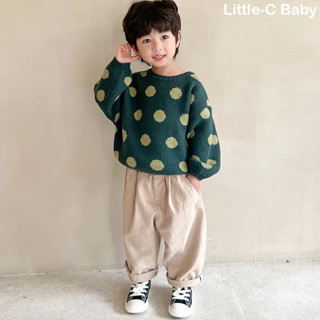 สเวตเตอร์สำหรับเด็ก ลายจุดคลาสสิก สไตล์เกาหลี ออกแบบใหม่ เหม…