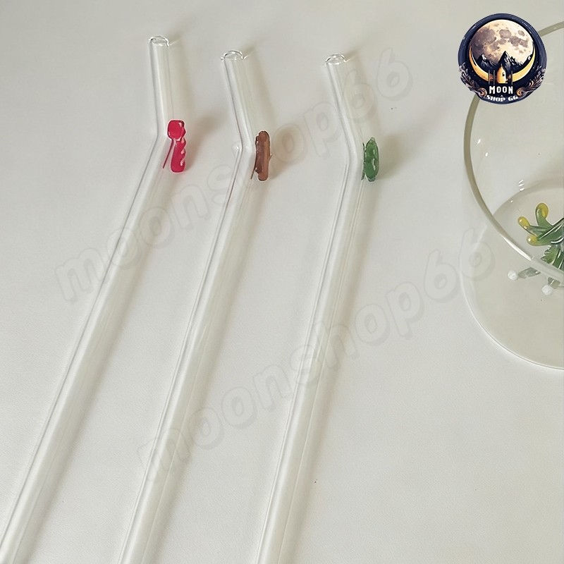 หลอด insหลอดคริสต์มาส🎄 วัสดุแก้ว หลอด คริสต์มาส หลอดดูดน้ำ หลอดแก้ว