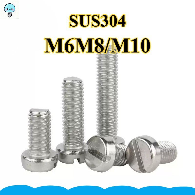 304 สแตนเลสสตีลสกรูหัวทรงกระบอก One-slot GB65 Slotted สกรูรอบหัว Bolt M6M8/M10 GHA