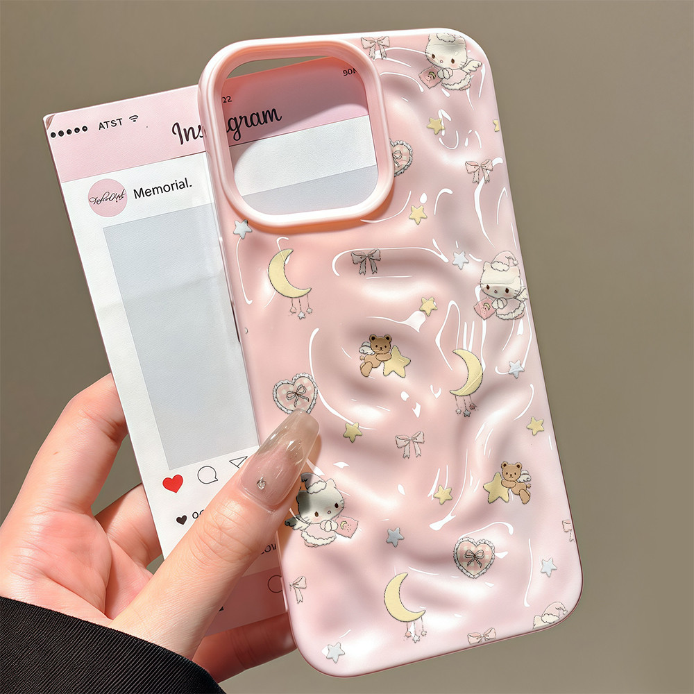 sunny bear การ์ตูนน่ารัก กรณีมือถือสำหรับไอโฟน 13 16 เคสหนังโบว์น่ารัก case for iPhone 15 14 12 16 Promax XS XR 7/8Plus
