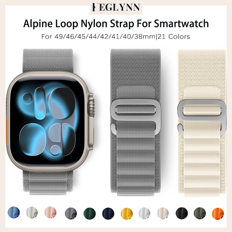 อุปกรณ์เสริมสายพานไนล่อนปรับได้ for Iwatch Ultra 4/SE 3 2 Series 12 11 10 9 8 7 6 5 49 46 45 44 42 41 40มม.