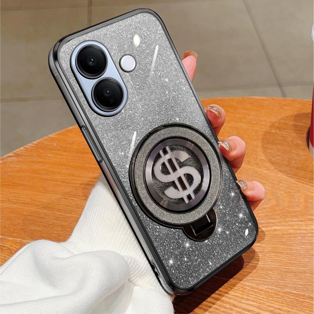 เคสนิ่ม Vivo V60 Lite 4G 5G Glitter Dollar Ring Stand ชาร์จไร้สาย Handphone