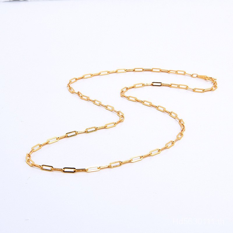 หญิง High-End All-Match Plain Chain Basic Simple Gold-Plated Stacked สร้อยคอแฟชั่น S925 เงินแฟชั่น C