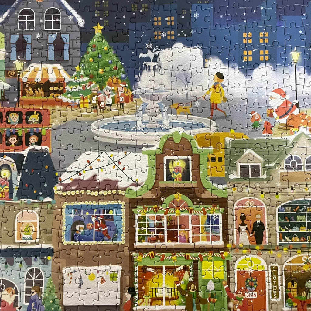< Christmas Eve} Holiday Atmosp Puzzle 1,000 ชิ้น Casual Decompression ของเล่นเพื่อการศึกษาตกแต่งของขวัญสร้างสรรค์ - รูปที่ 6