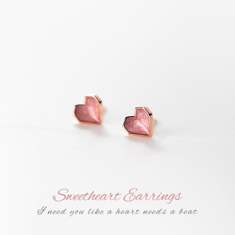 Sweet Heart Earrings ต่างหูเงินแท้ S925 [MERCELO]