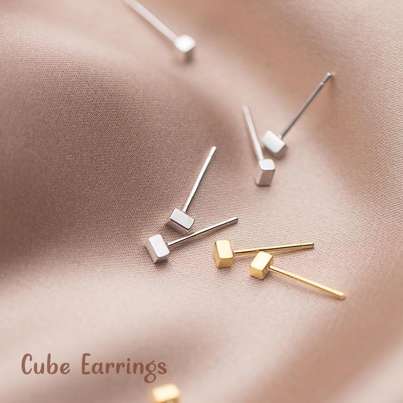 Cube Earrings ต่างหูเงินแท้ S925 [MERCELO]