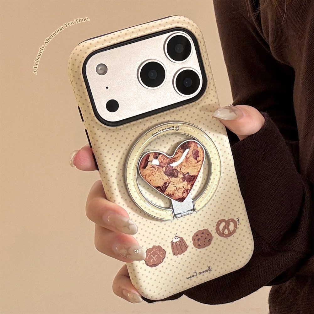 Ins คุกกี้ขนมหวาน Love Heart Shaped พับแม่เหล็กผู้ถือกรณี iPhone สําหรับ iPhone 17 Pro Max 17 Pro 17