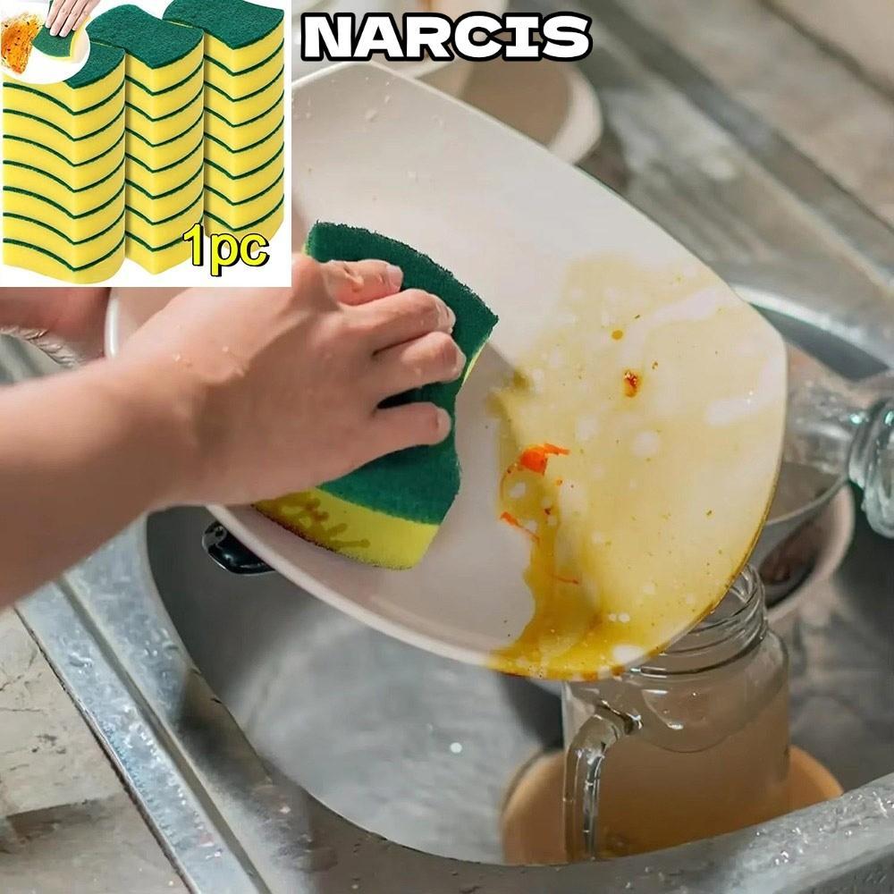 ฟองน้ําล้างจาน NARCIS, ฟองน้ําแปรงทําความสะอาดแบบใช้ซ้ําได้, สนิมถอดแผ่นใยขัดดูดซับสูงแบบนุ่มห้องครัว