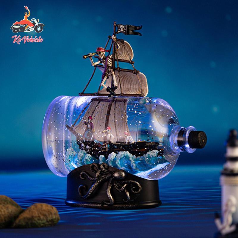 [Whstrong] Caribbean Pirate Model Ship in A Bottle Table Top Nautical for Indoor Office