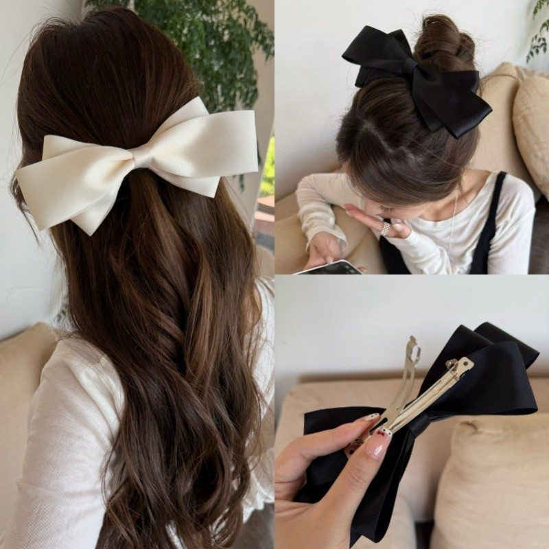 กิ๊บผมทรงโบว์ซาติน สไตล์เกาหลี สำหรับสวมใส่บนผม