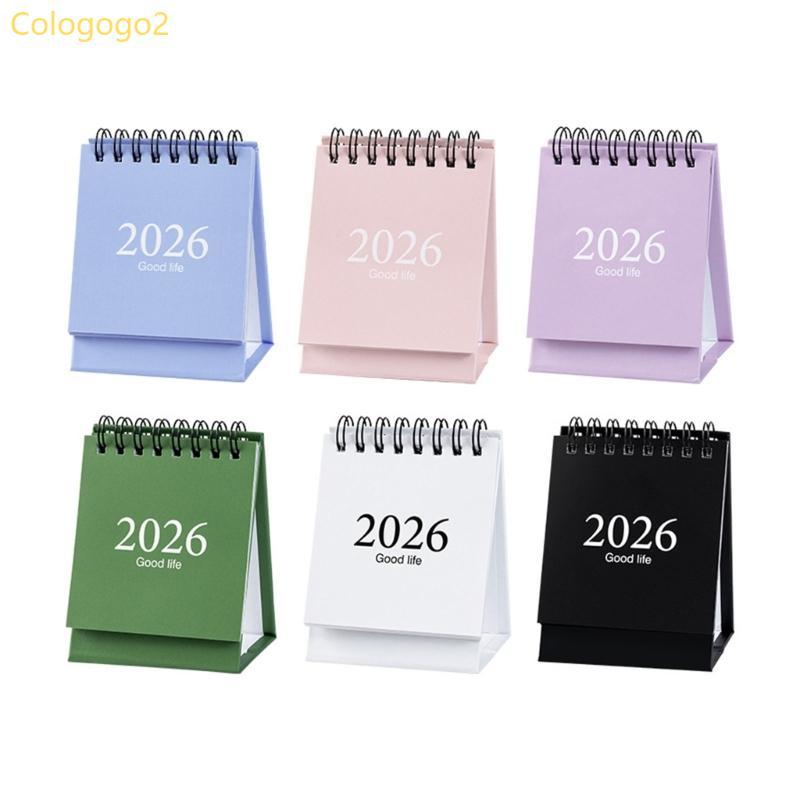 Cologogo2 แบบพกพา 2026 ปฏิทินตั้งโต๊ะ Twin-Coil Binding 19 เดือนปฏิทินกระดาษสําหรับสํานักงาน