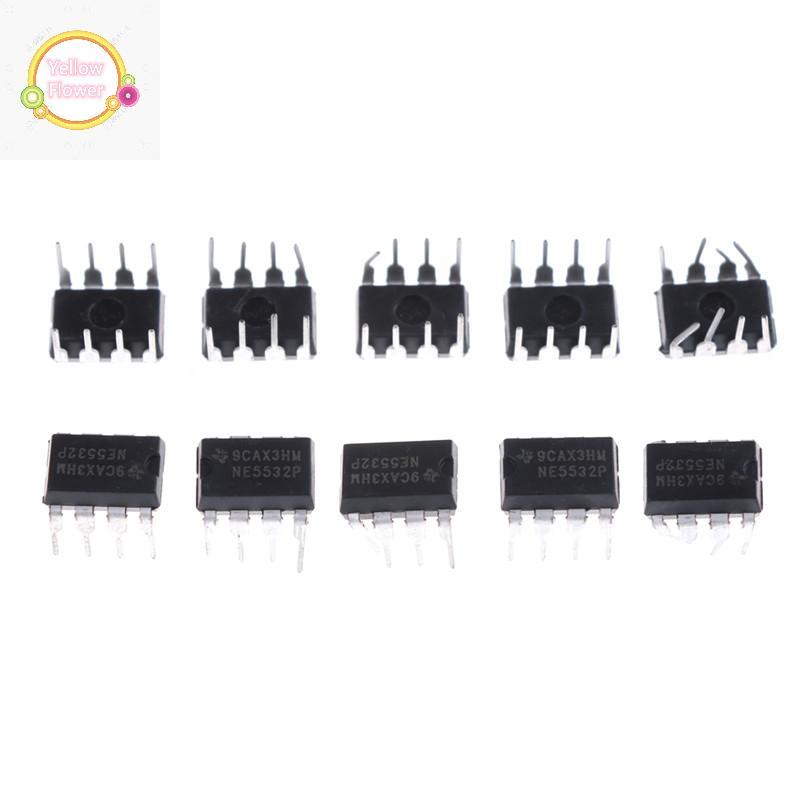 YellowFlower 10 ชิ้น NE5532P NE5532 DIP-8 Dual เสียงรบกวนต่ํา -Amp TI IC TH
