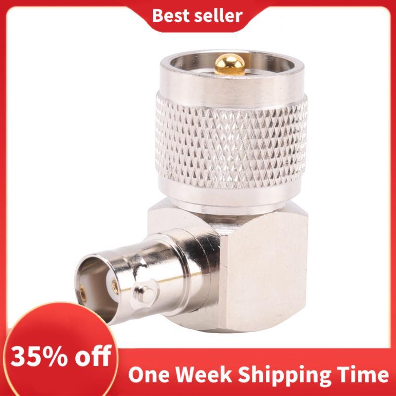 UHF PL259 -259 ขั้วต่ออะแดปเตอร์มุมขวาหญิง BNC สีเงินในสต็อก