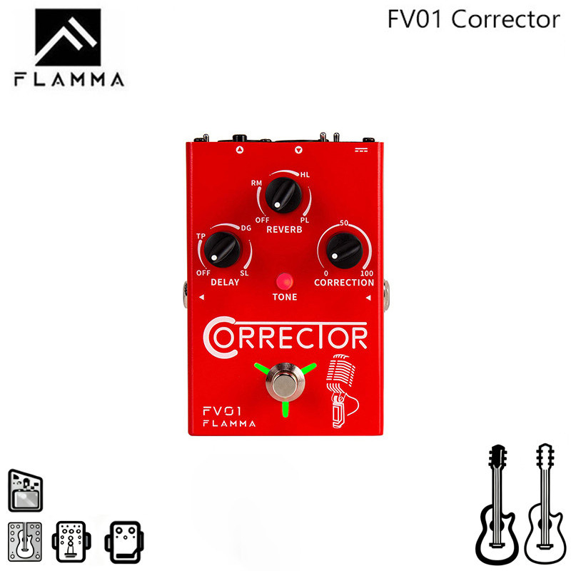 FLAMMA FV01 Vocal Effects โปรเซสเซอร์ Pitch Correction พร้อม Delay Reverb Effects สําหรับเครื่องขยาย