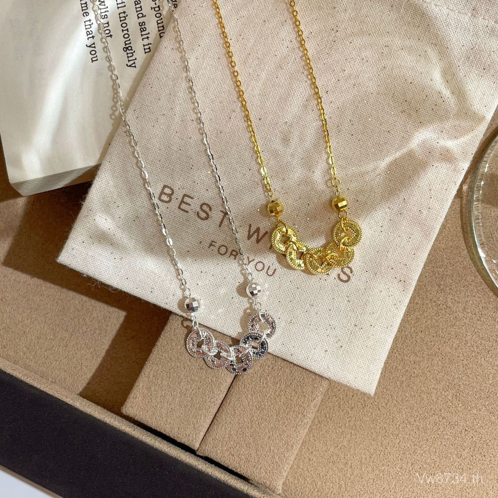 สร้อยคอเงินSterlingSilver925ออกแบบแบบจีนประดับเหรียญจักรพรรดิห้าพระองค์RGM7