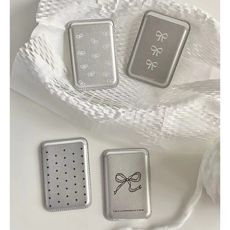 กระเป๋าสตางค์หนังแม่เหล็กเรียบง่ายสุดการ์ตูนพร้อม MagSafe สําหรับ iPhone 16 15 14 13 12 11 Pro Max
