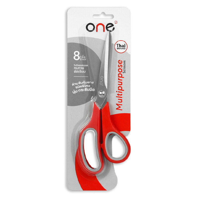 ONE กรรไกร รุ่น BR2 สีแดง-เทา ขนาด 8 1/2 นิ้ว