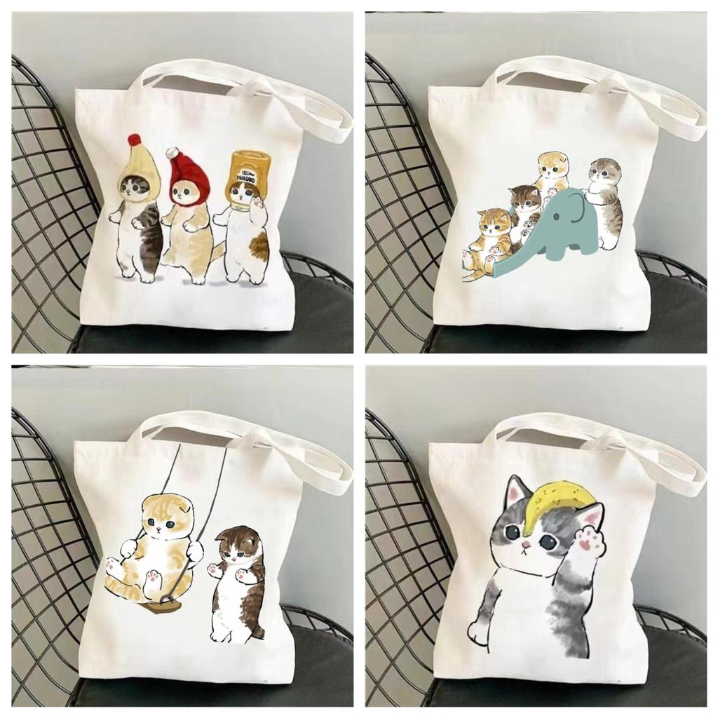【จัดส่งจากกรุงเทพฯ】 กระเป๋าผ้ามินิมอล 12 ลายสกรีน ขนาด 34*38cm กระเป๋า Tote Bag
