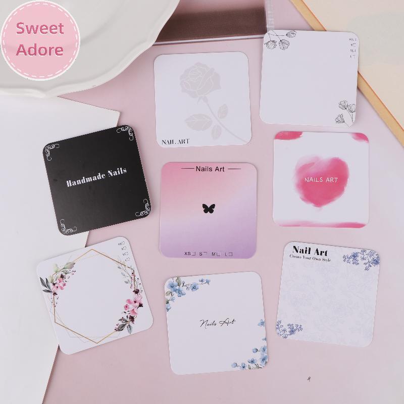 SweetAdore 20 แผ่นกดบนเล็บด้านล่างดอกไม้รูปแบบกระดาษแข็ง Photo Prop Handmade เล็บปลอม Art เคล็ดลับแสดงการ์ดเล็บเครื่องมือ TH