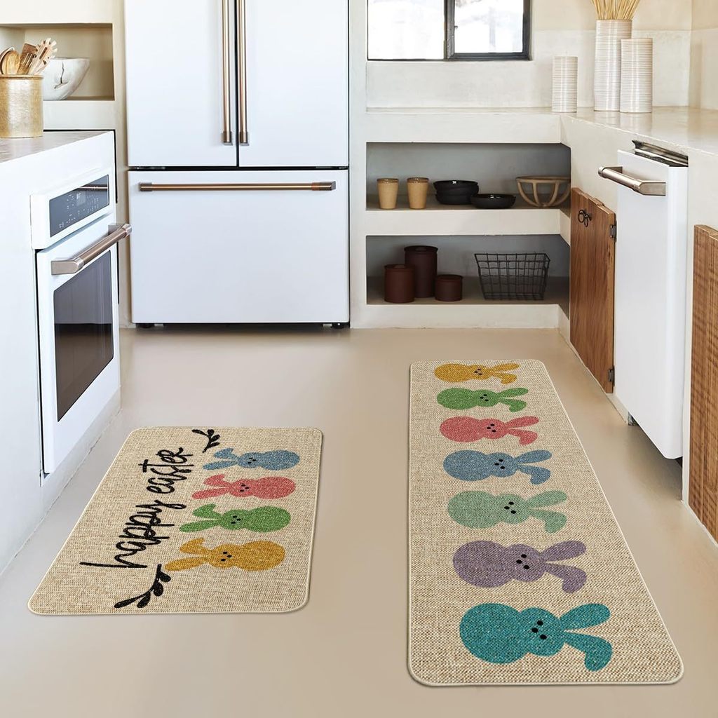Easter Kitchen Mat การ์ตูนกระต่ายไข่ Entry ประตูเสื่อฤดูใบไม้ผลิชั้น C1RC