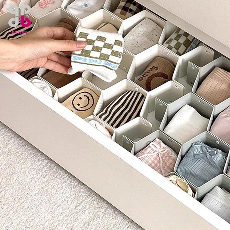 [Baosity] ลิ้นชักรังผึ้ง Organizer Drawer Divider Organizer สําหรับผูกถุงเท้าถุงน่อง